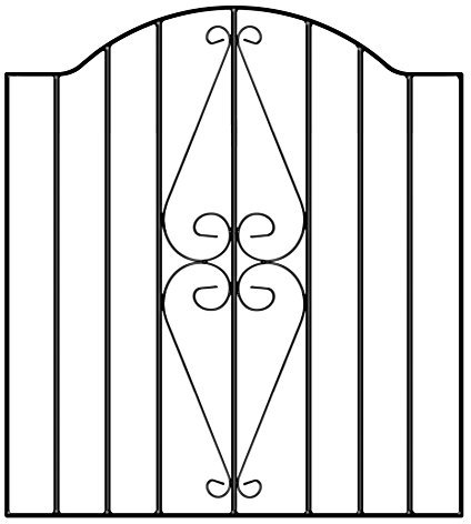 Stirling Scroll Low Bow Top Metal Garden Gate Galvanised Wrought Iron Style Swing Gate (955mm Gap x 946mm High HESC)