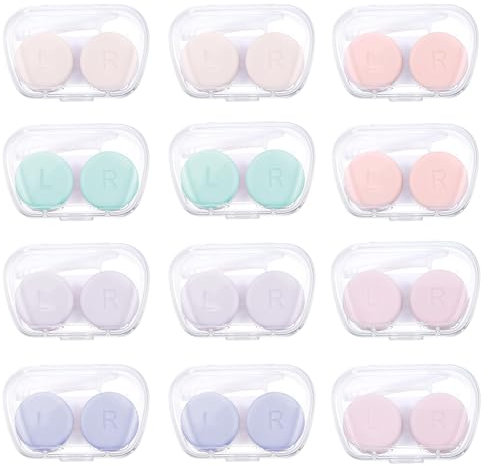 Tucnoeu 12 Stück Tragbarer Kontaktlinsenbehälter Kontaktlinsen Aufbewahrung Linsenbehälter Kontaktlinsenetui für Reisen und Zuhause