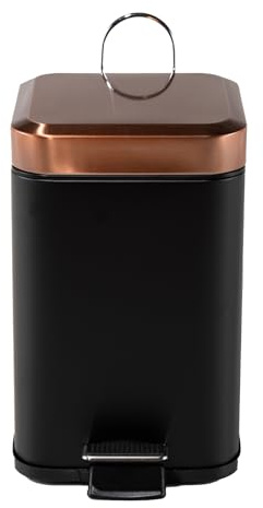 HTI living Treteimer eckig Jannik 3 Liter Schwarz Kupfer Mülleimer Kosmetikeimer mit Soft-Close-Deckel