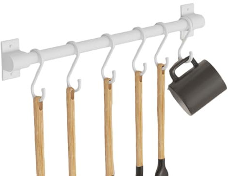 Wansiman Hakenleiste KüChe,Hakenleiste,KüChe Hakenleiste,KüChenhakenleiste,Utensil KüChenreling Selbstklebender.KüChenutensilienhaken Haken,Ohne Bohren,FüR KüChenutensilien,Badezimmer