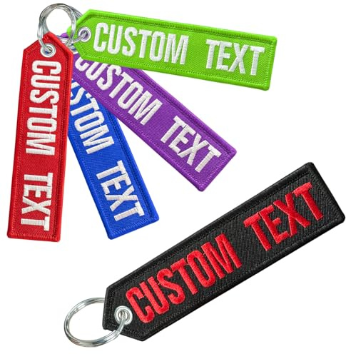 Porte-clés Personnalisé, Porte-clés Brodé Double face, Cadeau Unisexe | couleurs vives variées disponibles, broderie recto verso, Porte-clés pour chambre, sac à dos, voiture, quad, moto.