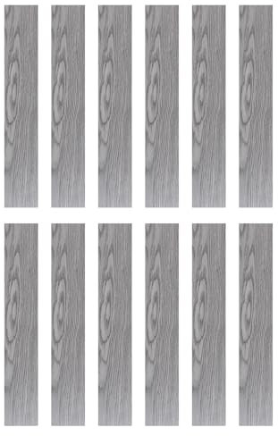 sourcing map 12pcs Peel and Stick Floor Tile 36 x 6 Self Adhesive PVC Wood Grain Flooring Waterproof Charcoal Oak Style Plank Flooring for Bedroom Living Room, Charcoal Grey