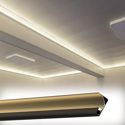 Genérico Moldura de Techo de Aluminio con Ranuras para Falso Techo para iluminación indirecta, zócalo de Canal LED para decoración del hogar en Sala de Estar, Dormitorio, Cocina, Pasillo y hoteles -