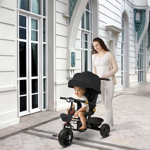 Canne barnvagn 0–4 år, 0–25 kg, lätt och kompakt barnvagn, förlängd position, automatisk hopfällning, 100 x 75 x 50 cm-svart