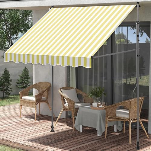 Tenda Da Sole per Esterno A Bracci con Manovella 2 X 1,2M, Regolabile In Altezza, Terrazzo Parasole Resistente Ai Raggi UV, Tenda Da Sole A Bracci Estensibili Avvolgibile, Telaio Telescopico(250x120cm