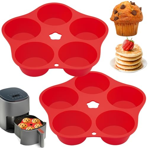 BMSQOFD 2 Stück Muffinform Silikon Air Fryer MuffinBackform 19× 14cm Silikonform Heißluftfritteuse Airfryer Muffinbackformen Cupcake Förmchen Zubehör für Muffin, Cupcakes, Kuchen, Pudding