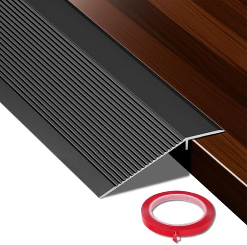 Profilé de transition, compensation de hauteur, bandes de transition en aluminium, autocollant, hauteur de pontage 10 à 35 mm, pour seuils, rampes, stratifiés de carrelage de 0,9 m de long (noir)