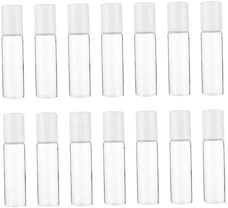 OFFIGAM 15piezas Botellas De Vidrio Recargables Para Aceites Esenciales y Cremas Ojos Corporales Portátiles Para Viaje y Uso Diario