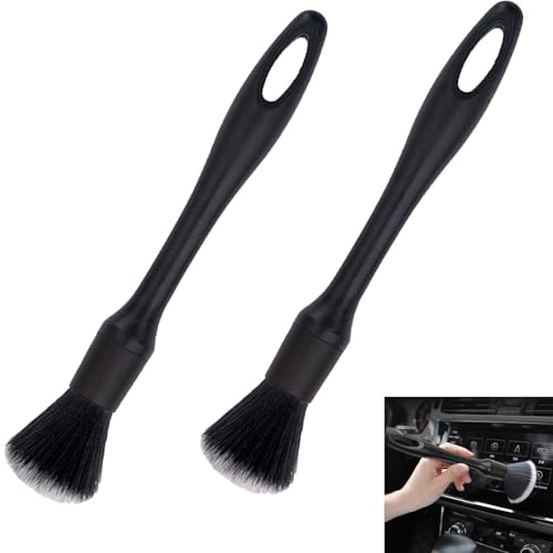 Powerruif 2 Stück Detailing Pinsel, Auto Pinsel Innenraum Auto Pinsel Außen Staubpinsel Soft Reinigungspinsel Trockengebrauch für Automobilinnenräume Möbel Tastaturen Motor Motorraum