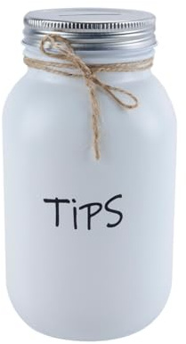 Durlo Alcancía de cristal con tapa ranurada, 1000 ml, color blanco