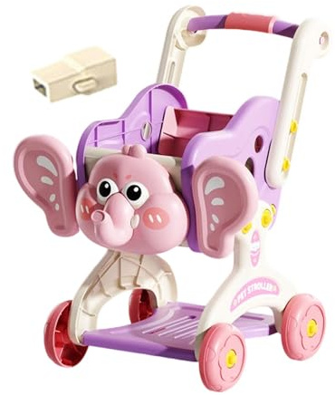 Amagogo Carrito de Compras para niños, Juguete de rol, Recuerdos de Fiesta, Carrito de supermercado Educativo de Aprendizaje temprano, Juego de simulación, Rosa