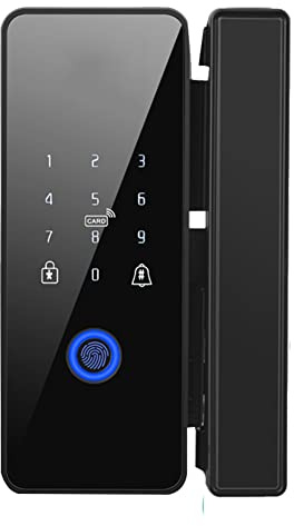 Bortivier Cerradura de Puerta Inteligente Tuya Wifi una Prueba de Agua Cerradura de Llanta ElectróNica con Huella Digital para Puerta de Vidrio, Estilo 1