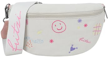 Fritzi Bum Bag Limited Embro Fun Gürteltasche Canvas Damen Handtasche Crossbody Bauchtasche Wiesn Festival belt bag mit Stickerei 12 x 29 x 9 cm – Anthrazit, Beig