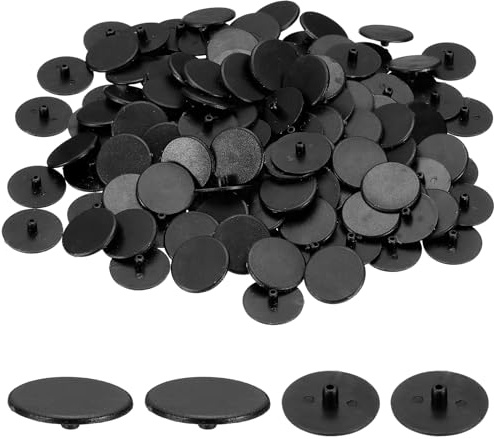 sourcing map 300Pcs 3x17.5mm Plastic Hole Plugs, Round Screw Cap Cover, Panel Drill Hole Plugs for Furniture Cabinet Cupboard Shelves Fencing Post Pipe Insert End Caps, Black