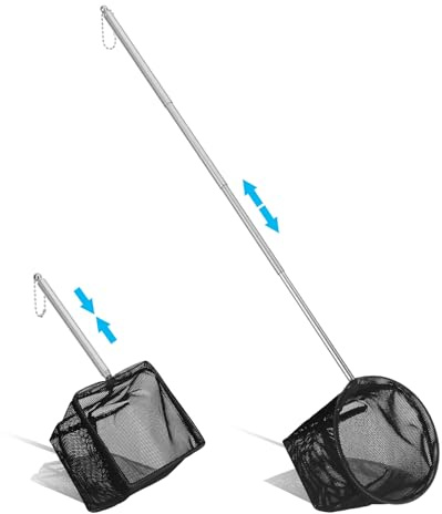 Tyqour 2 Pcs Aquarium Fish Net, Small Fish Tank Nets, Pond Net, Fine Mesh Shrimp Net, Long Handle Fishing Net for Fishes Shrimp Tank, Pond, Creek, with Extendable Handle 5.3-15.8 Inch (Black)