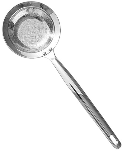 Hogvinnatil Colino a maglia fine con manico | schiumarola in acciaio inox con manico lungo | colino a maglia fine | per cucina, brodo, salsa, cibo, brocca, ciotola, schiuma, burro e