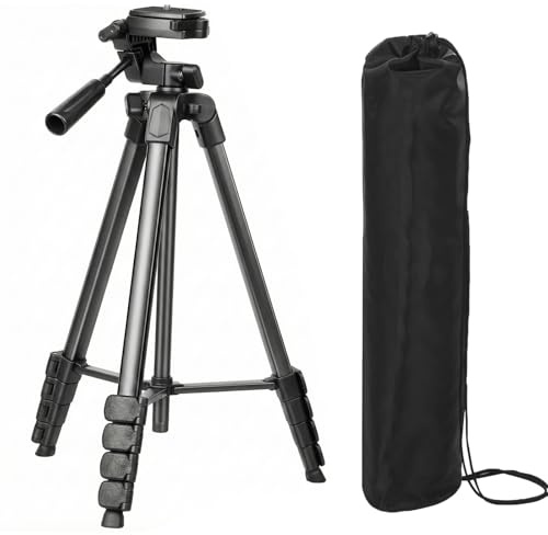 172cm Aluminum Laser Level Tripod, 1/4 Screw,QR Plate,Clearer Bubble Level | Folds to 45cm, 0.75kg Lightweight & Compact, 3D Pan Head, 50k+ Cycle Rated Flip Lock, Carry Bag, Indoor Use for Laser Tools