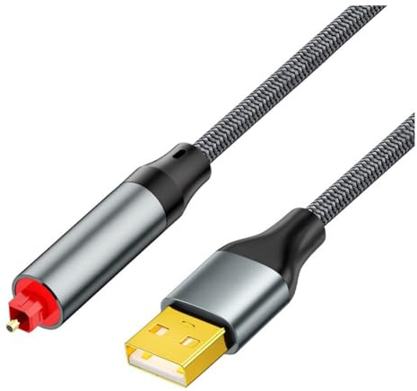 Frewurwer Adaptador de Audio USB A Fibra Óptica, Cable USB A SPDIF, Adaptador de Cable de Laptop A Tarjeta de Sonido.