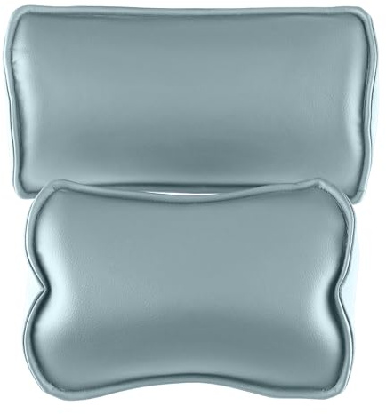 Giroflee Almohada cervical para asiento y cuello, cojín para silla de dentista, cojín de microfibra de cuero con memoria, almohadilla lumbar para la cabeza, kit de silla (azul grisáceo)