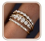 FUNEIA Stackable Gold Silver Rings for Women | Non Tarnish Dainty 14K Gold Plated Stacking Cubic Zirconia Thumb Ring Set Trendy Wedding Rings for Women Size 6 7 8 9 10