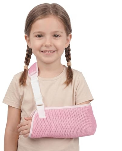 KSJEHW Tutore Braccio Bambina Reggibraccio Ortopedico Rosa Taglia L, Fascia per Braccio Ingessato con Spallina Imbottita, Supporto Regolabile e Traspirante per Fratture, Lussazioni e Post-Operatorio