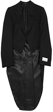Wilvorst Herren Frack Sakko | Schwarz | Normaler Schnitt | 100% Schurwolle | IWS Fresco 260g | White Tie | (98)