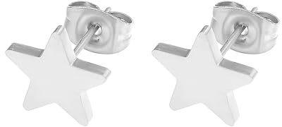 inSCINTILLE Orecchini Lucidi Donna a Lobo con Stella o Cuore in Acciaio Inossidabile (Stelle Argento)