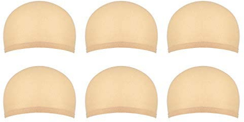 6 Stück Haarnetz für Perücken für Frauen und Männer, Nylon Perückenkappen aus Dehnbarem und Dünnem Strumpfstoff, geschlossenem Ende, Einheitsgröße (Naturbeige)