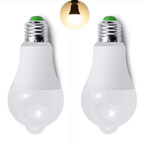 FOLGEMIR 2 PACK lampe à LED avec des détecteurs de mouvement, détecteur PIR, 230 V, 12 W, E27, 3000 K - blanc chaud, 1020 lumens