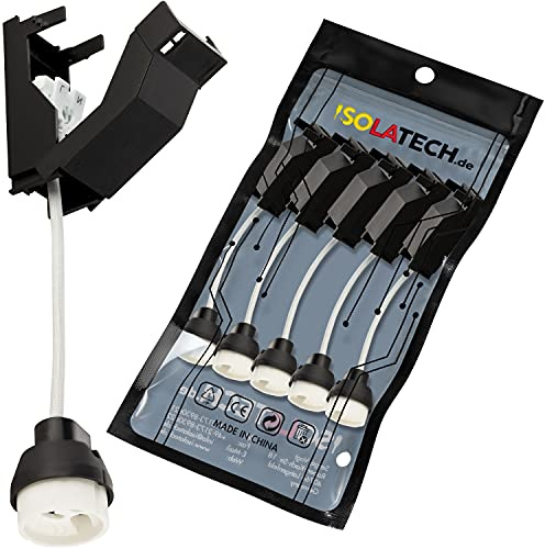 ISOLATECH 5x GU10 Brandschutz Keramikfassung mit Anschlusskasten | Für LED- und Halogenlampen, VDE- und RoHS, mit Schnellverbinder, 0,75mm² Anschlusskabel, bis 100W