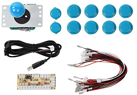 Arcade Spiel Kit, Zero Delay Arcade DIY Kit Teile, CY-822A DIY Arcade Game Button und Joystick Single Rocker Set für Raspberry Pi PC Game Machine(blau)