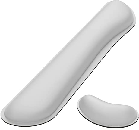 Dapesuom Support de poignet en mousse à mémoire de forme pour clavier - Pour taper et soulager la douleur - Tapis de souris - Support de poignet antidérapant pour gaming, ordinateur, gris sidéral