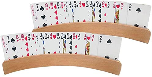 LATRAT 2 Stück Holz Karten Halter Spielkartenhalter, Holz Karten Ständer Für Behinderte, Karten Spiele Ohne Hände Kinder, Senioren