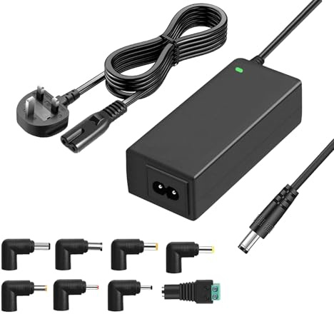 12V 5A Power Supply Adapter, AC 100-240V to 12Volt 5A 4.17A 4A 3.5A 3A PSU, for DC IN 12V LCD Monitor, LED Strip Light, Camera Security System, Peloton Bike Trafo with DC Plug Tips.