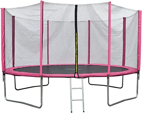 EVRE Trampoline 10ft Pink with Zipped Safety Enclosure Ladder Steel Frame Safety Pad TÜV Rheinland Certified Kids and Adults 305cm