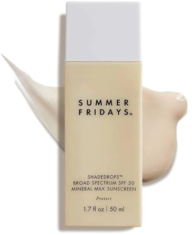 Summer Fridays ShadeDrops Broad Spectrum SPF 30 - Daily Tinted Sunscreen for Face - Lightweight, Hydrating Milky Mineral Sunscreen with Zinc Oxide - Essential Sun Care Gifts (1.7 Fl Oz)