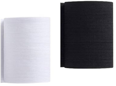 Sbivih Gummiband 60mm 70mm 80mm 100mm Breit Weiß Schwarz 3 Meter Gummilitze Elastisches zum Nähen, Elastic Band für Haushalt DIY (3M X 60MM, Schwarz and Weiß)