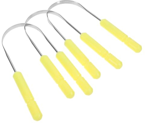 HAPINARY 3pezzi Raschietto Per Lingua Inossidabile Strumento Portatile Per Pulizia Orale Manico Ergonomico Superficie Liscia Per Rimozione Alito Cattivo e Igiene