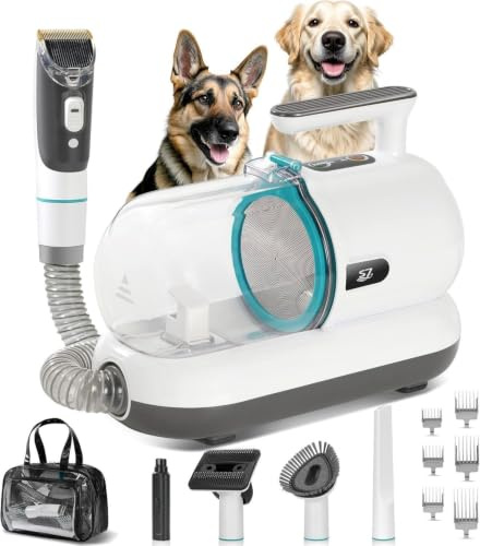 S7 P1 Pro Kit de toilettage pour animaux de compagnie et aspiration sous vide 99 % poils d'animaux, tondeuse professionnelle avec 5 outils de toilettage éprouvés pour chiens, chats et autres animaux