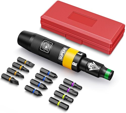 Aurlloct 3/8 Inch Manual Impact Driver Set, 13 Piece Impact Screwdriver Kit, Repair Tool, Screw Remover, Remove Nuts and Rusty Bolts