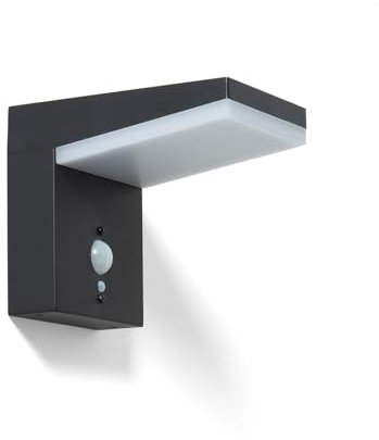 LEDKIA LIGHTING Applique Murale Solaire LED 5W Aluminium avec Détecteur de Mouvement Edwan Noir