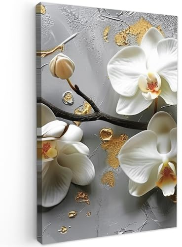 MuchoWow© Leinwandbild Dekoration Wohnzimmer Bilder Pictures Wall - Modern | 40x60 cm - Decoration Living Room Wohnungs Deko Moderne Bild Blumen - Orchidee - Abstrakt