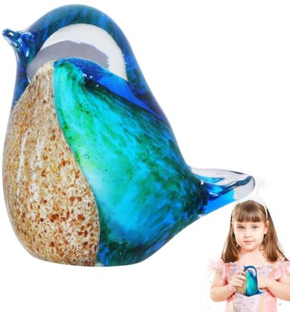 Tuxxjzm Glasvögel-Figuren, blaues Vogel- | Bluebird Figur aus mundgeblasenem Glas,Dekorative Blaue Vogel-Tierfigur, handgefertigte Kunstglas-Sammelornamente