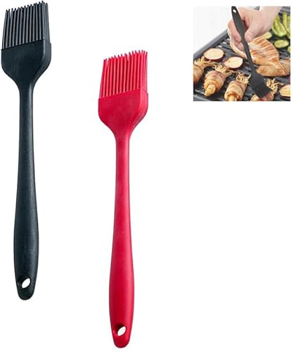 2 Pcs Silicone Basting Pastry Brush Grill Brush Pastry Cooking Brush Oil Baking Brushes Heat Resistant Kitchen Cooking Tools Black Color 8inch
