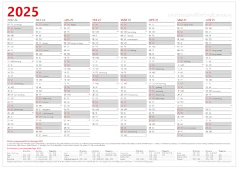 PuK Krämmer GmbH Jahresplaner 2026 A3 | 16 Monate mit Ferien und Feiertage | gefaltet auf DIN A4 | 16 Monate Tafelkalender Vorder- und Rückseite DIN A3 quer Wandplaner