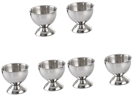 OKUMEYR 6pcs Stainless Steel Cups for Boiled Eggs for Breakfast Brunch Unbreakable Design for Kitchen Dining for Easter Decor