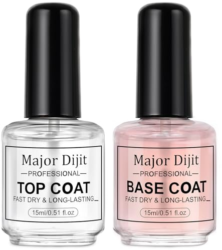 DouborQ Base and Top Coat Nail Polish 15ml/0.5oz Basic Non Gel, Air Dry Fast Nail Polish Protective High-Glossy Shiny Clear Long Lasting Nail Art Manicure at Home