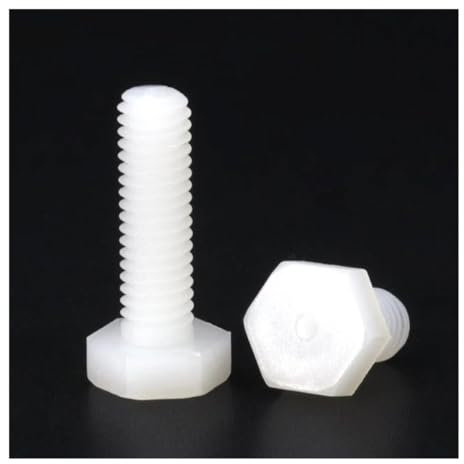 Cilky Metallschrauben 5/10/20/50 Stück Schwarz/Weiß Nylon Sechskantschraube Kunststoffisolierte Schraube M3 M4 M5 M6 M8 M10 M12(White,M6x15 20pcs)