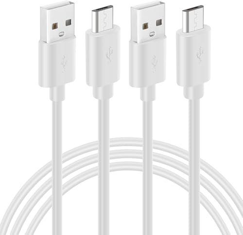 PATIKIL 6.6Ft USB to Micro USB Power Extension Cable, 2 Pack 3A Fast Charger Long Charging Cord for Security Cameras, Phone, Video Records, Electronic Equipment, White