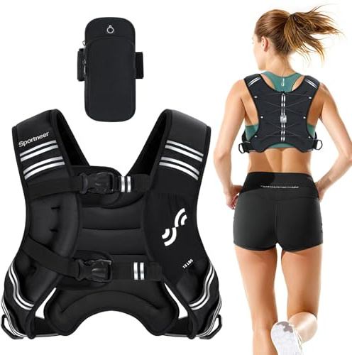 Sportneer Gilet lesté pour l'entraînement de course (noir, 15 lbs)